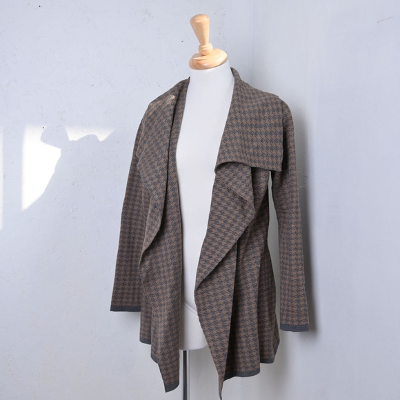 Contemporaine by Simons | Brown houndstooth heavy sweater flowly cardigan - Picture 14 of 15